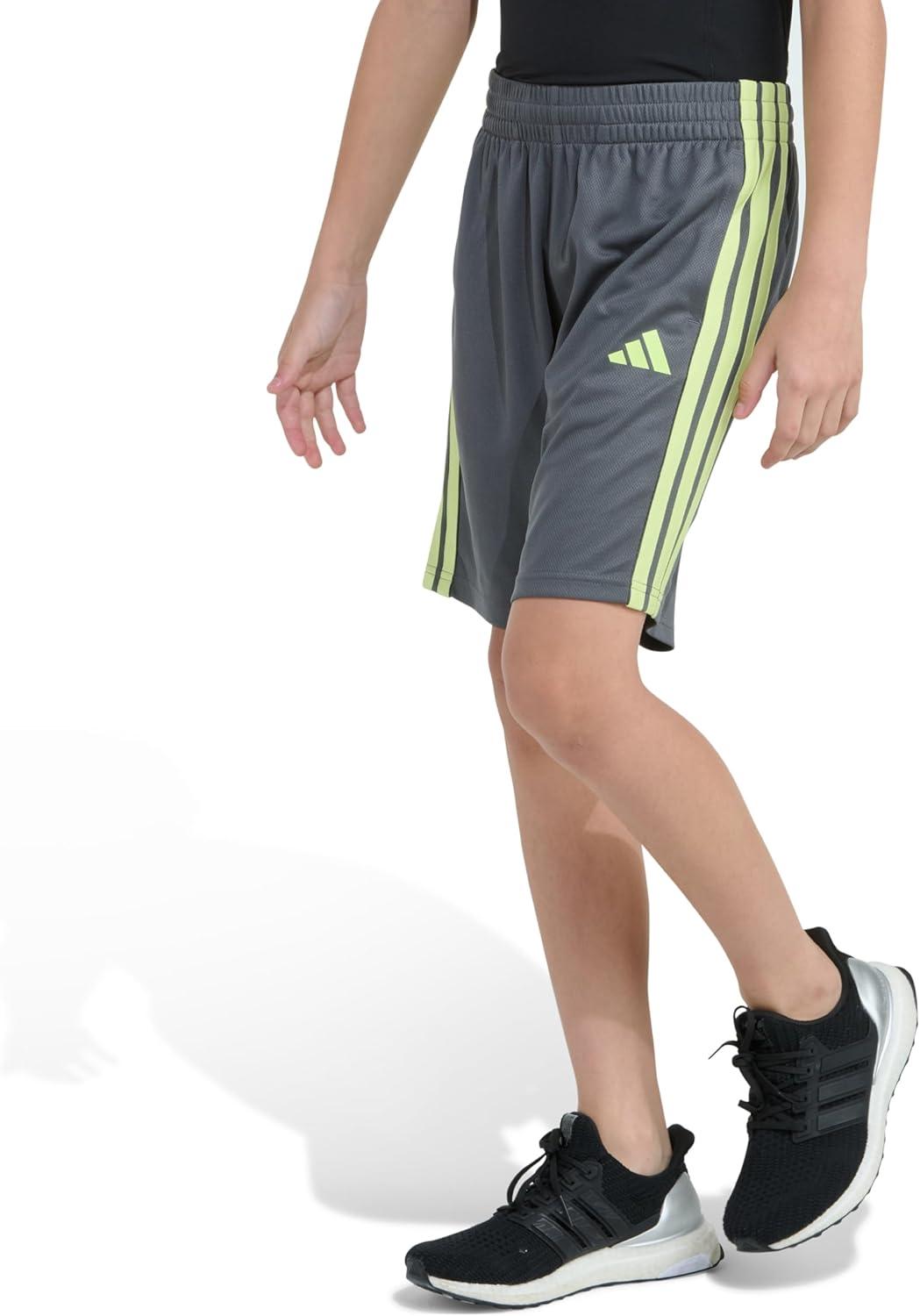 image:imageadidas Boys Active Sports Athletic Mesh ShortsGrey With Green