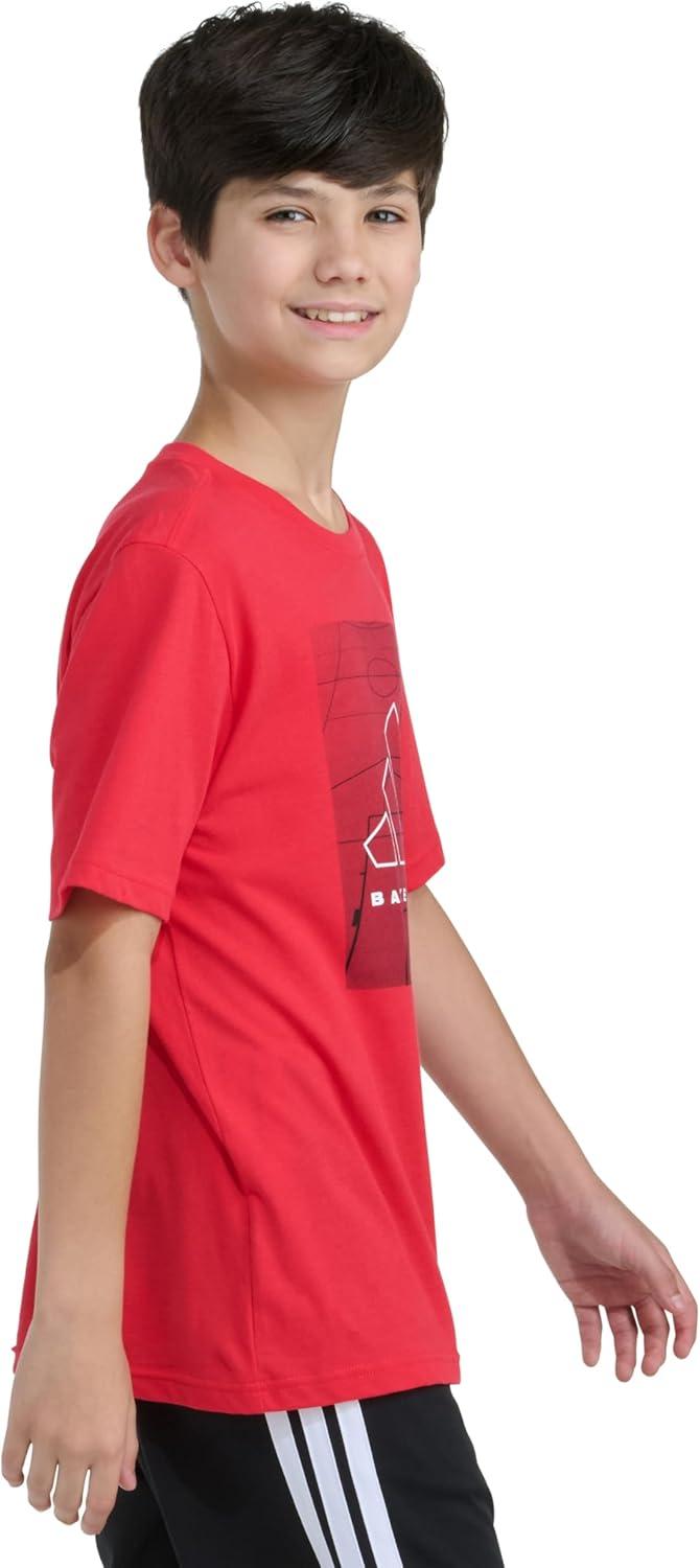image:imageadidas Boys Short Sleeve Sport Graphic Tee ShirtPure Ruby Bb