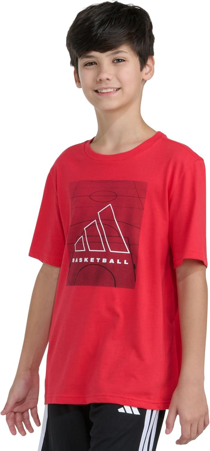 image:imageadidas Boys Short Sleeve Sport Graphic Tee ShirtPure Ruby Bb