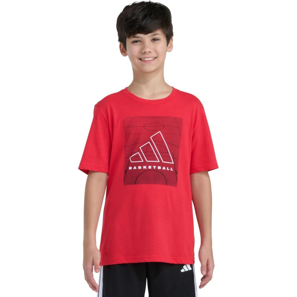 image:imageadidas Boys Short Sleeve Sport Graphic Tee ShirtPure Ruby Bb