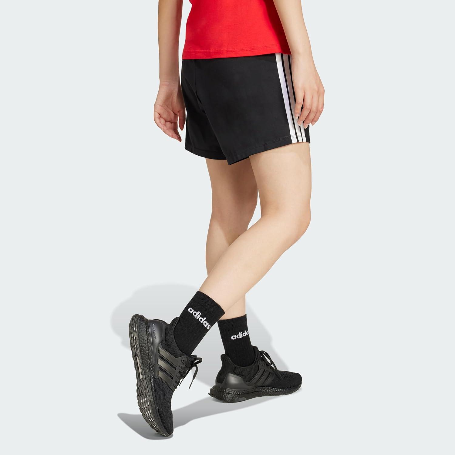 image:imageadidas Womens Essentials 3Stripes Cotton ShortsBlack White