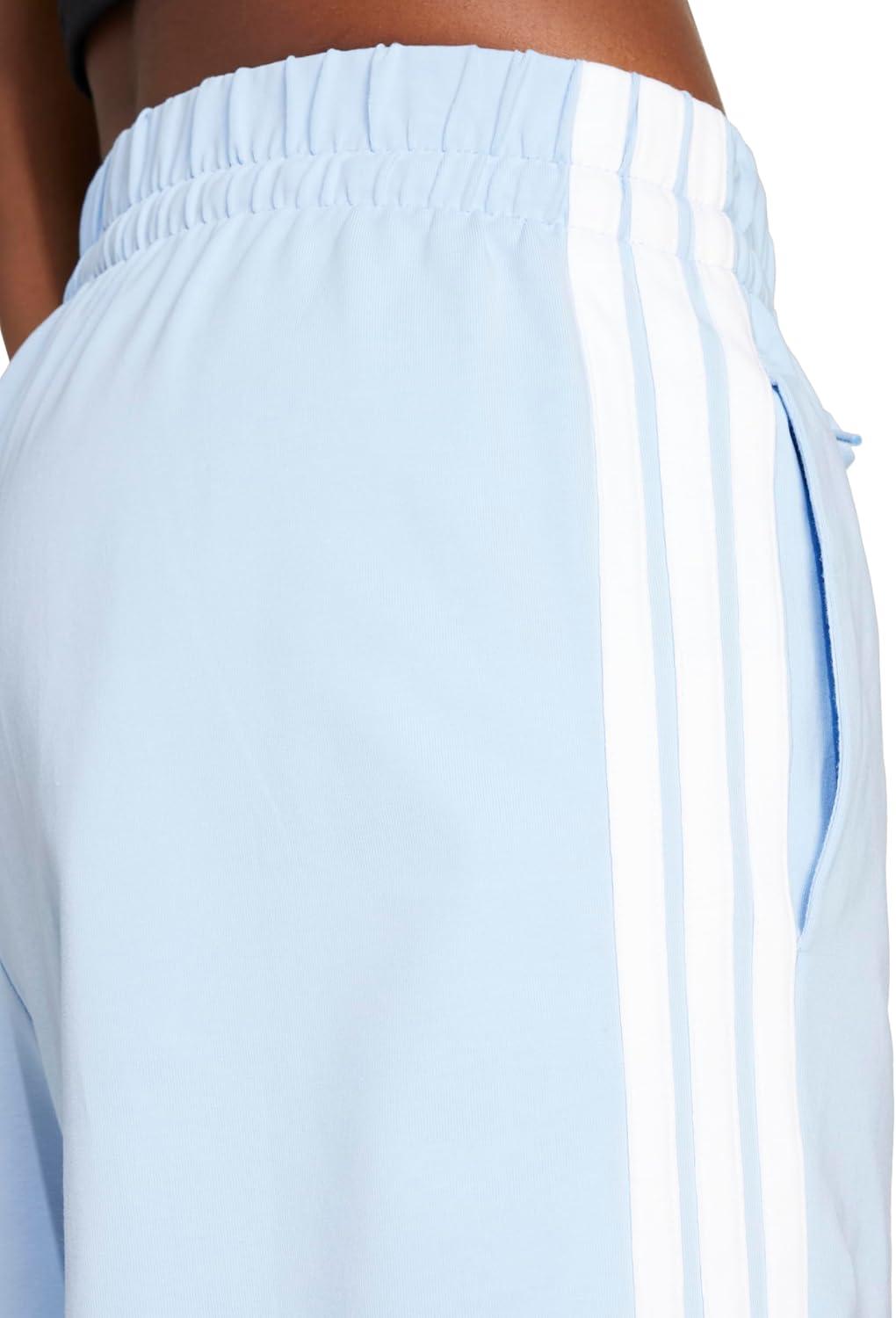 image:imageadidas Womens Essentials 3Stripes Cotton ShortsBlueWhite