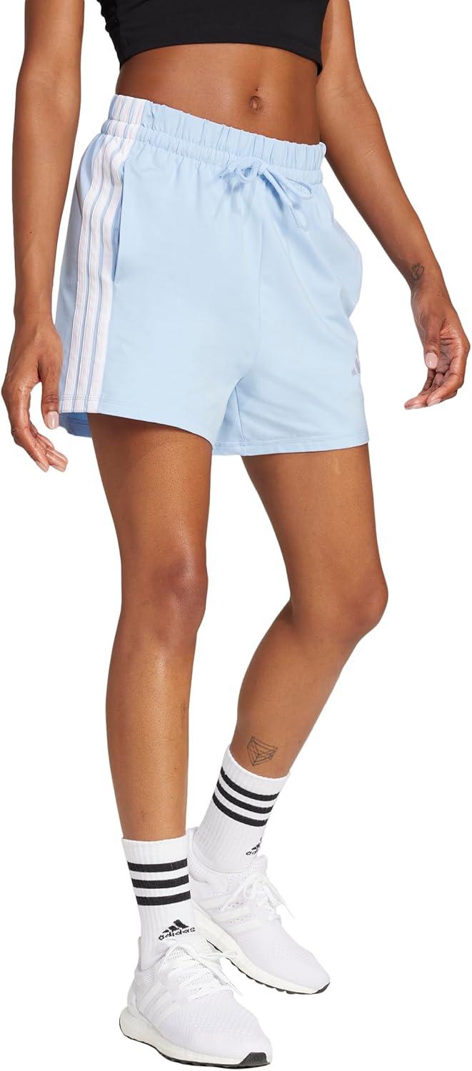 image:imageadidas Womens Essentials 3Stripes Cotton ShortsBlueWhite