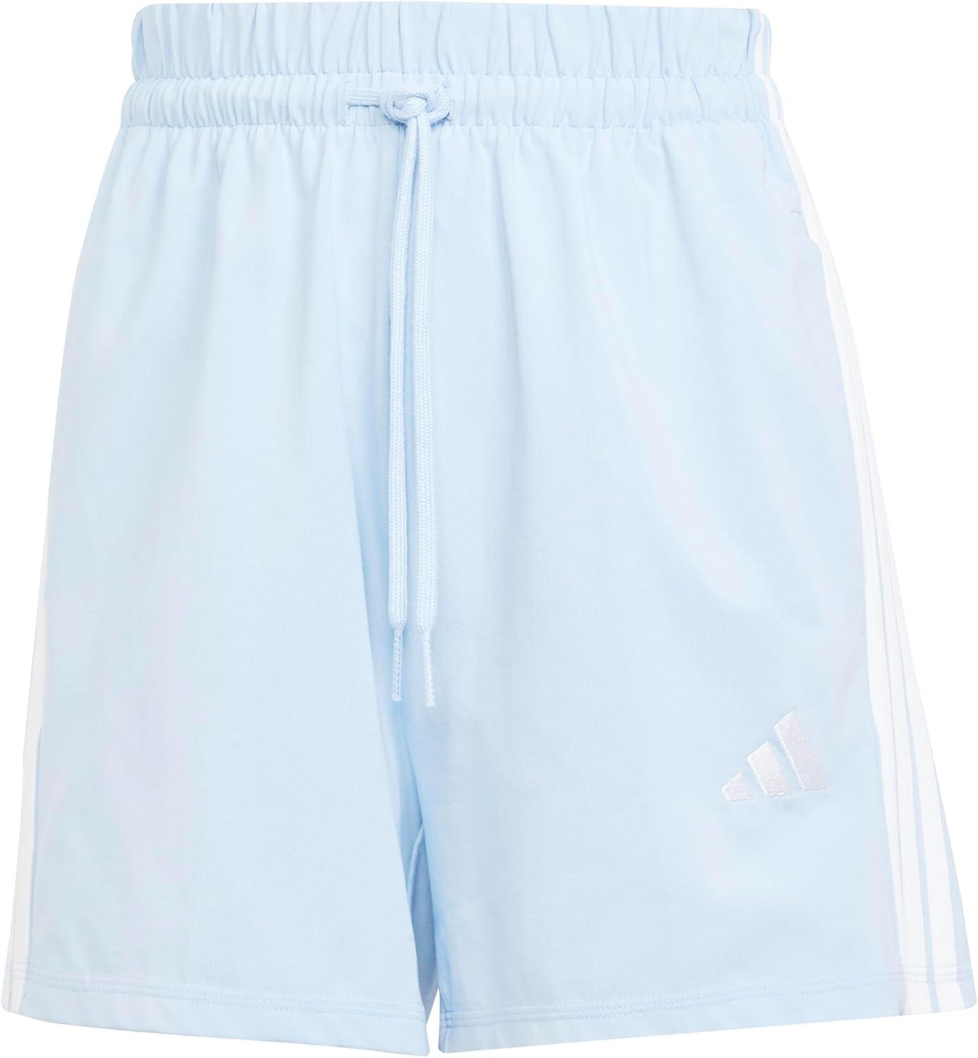 image:imageadidas Womens Essentials 3Stripes Cotton ShortsBlueWhite