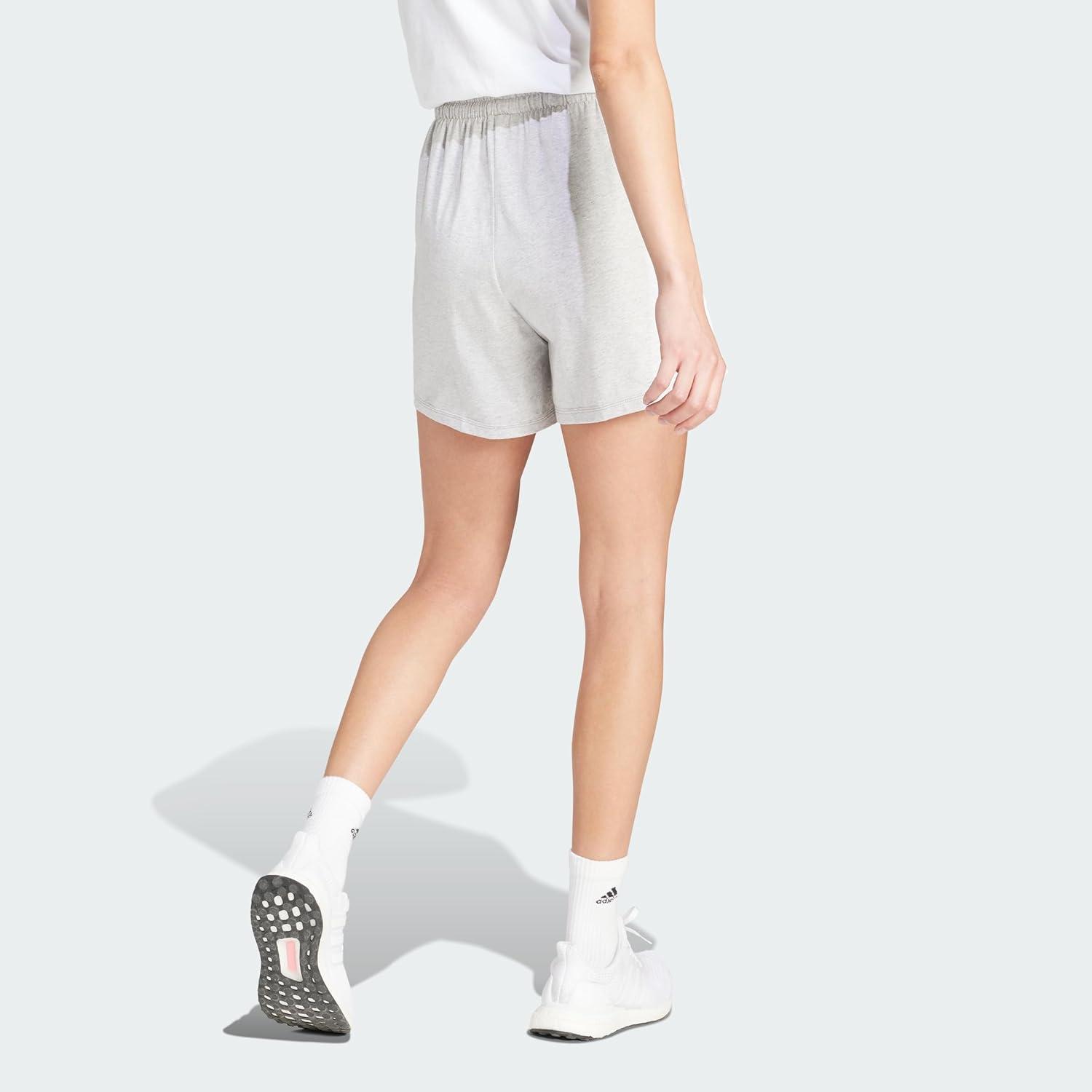 image:imageadidas Womens Essentials 3Stripes Cotton ShortsLight Grey Heather White