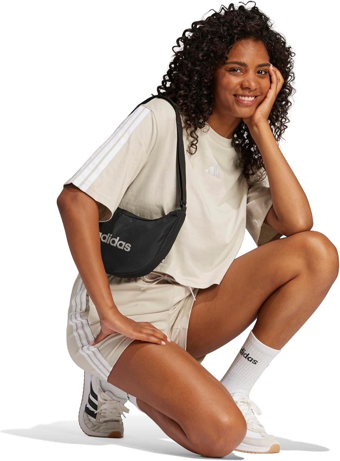image:imageadidas Womens Essentials 3Stripes Cotton ShortsWonder AluminaWhite