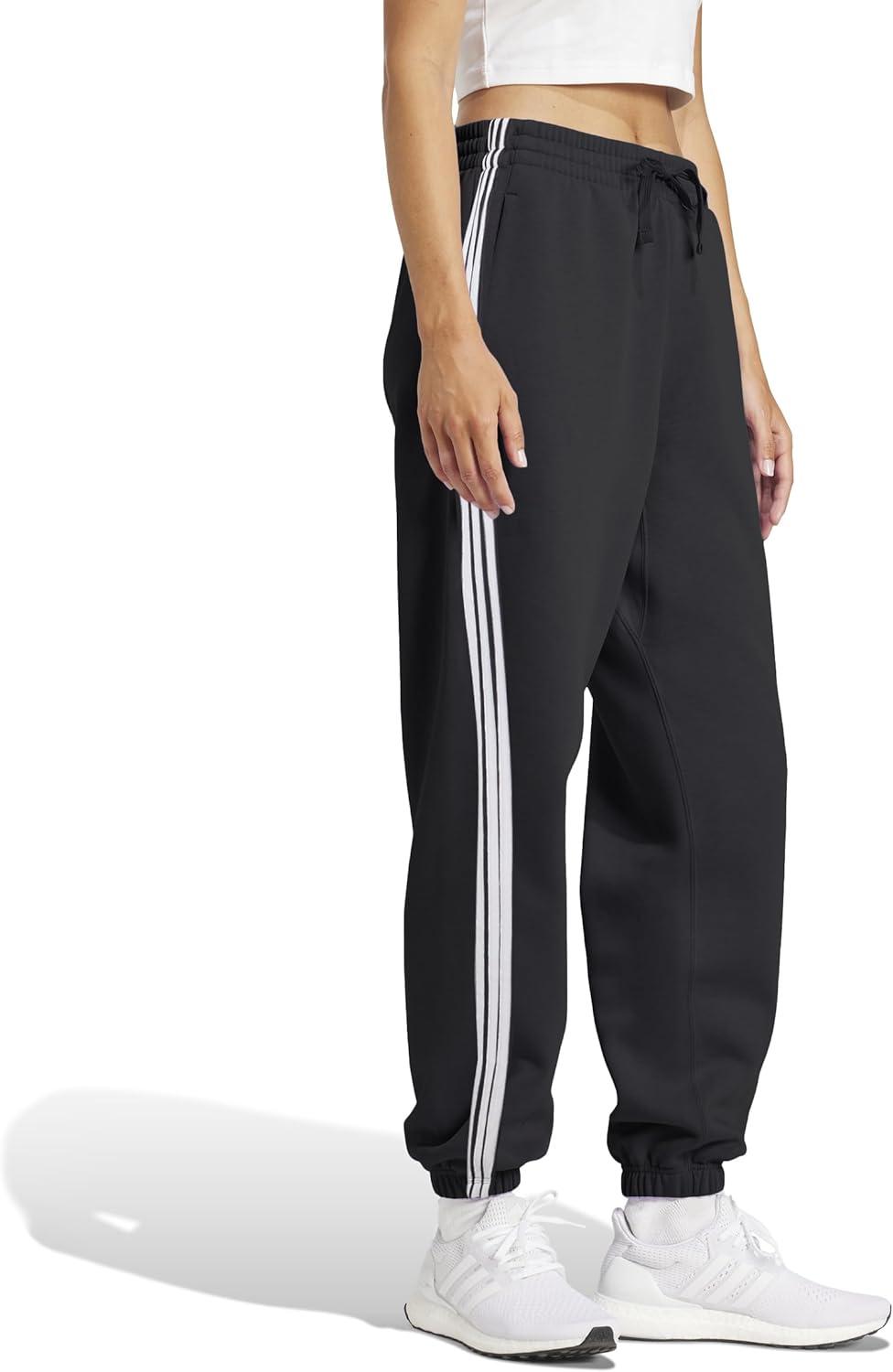 image:imageadidas Womens Essentials 3Stripes French Terry Cuffed PantsBlackWhite