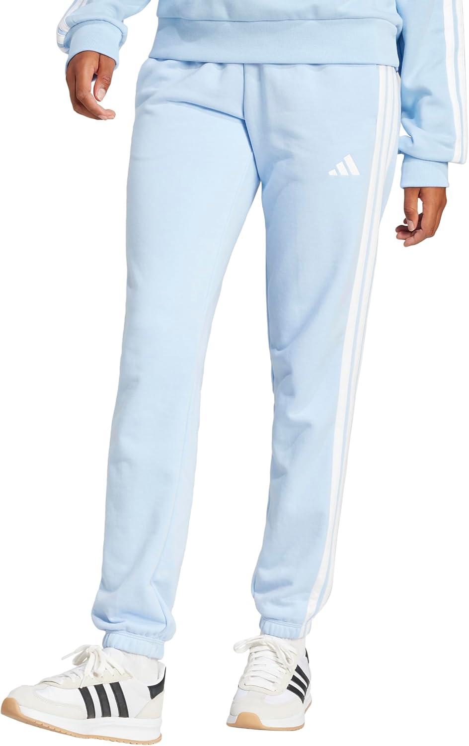 image:imageadidas Womens Essentials 3Stripes French Terry Cuffed PantsBlueWhite