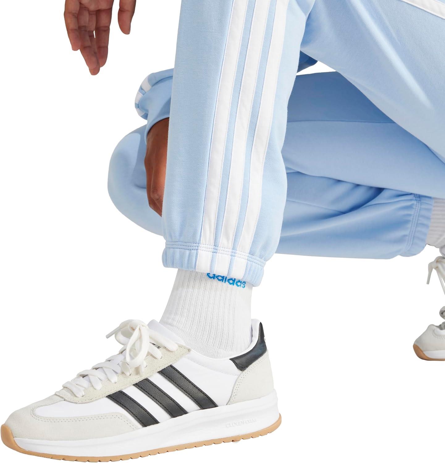 image:imageadidas Womens Essentials 3Stripes French Terry Cuffed PantsBlueWhite