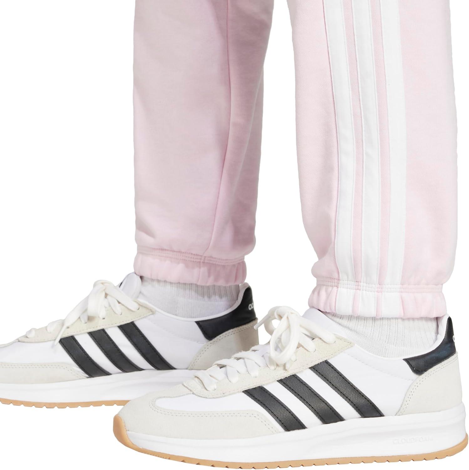 image:imageadidas Womens Essentials 3Stripes French Terry Cuffed PantsClear PinkWhite