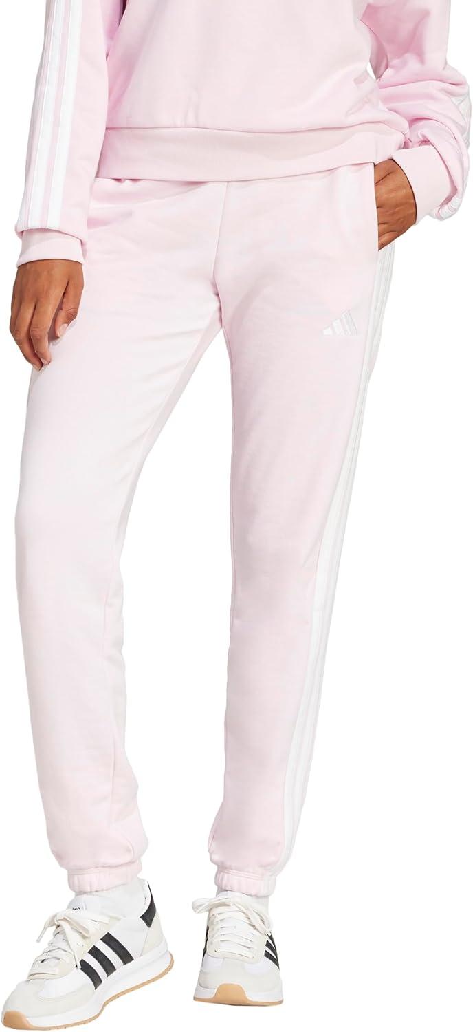 image:imageadidas Womens Essentials 3Stripes French Terry Cuffed PantsClear PinkWhite