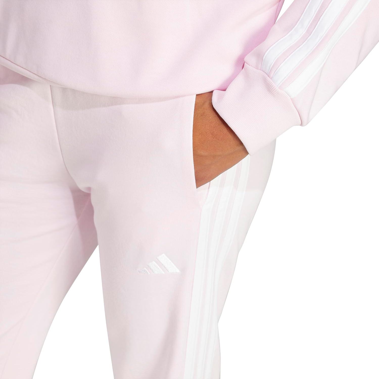 image:imageadidas Womens Essentials 3Stripes French Terry Cuffed PantsClear PinkWhite