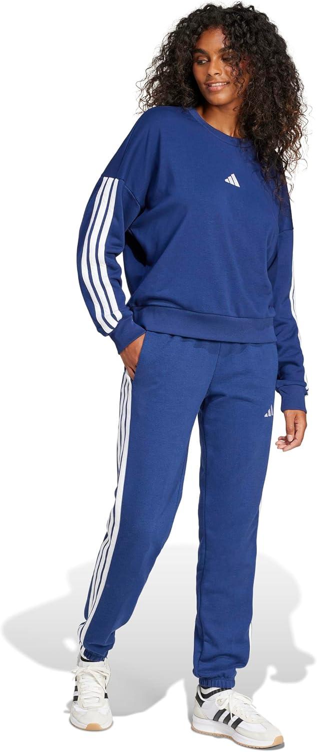 image:imageadidas Womens Essentials 3Stripes French Terry Cuffed PantsDark BlueWhite