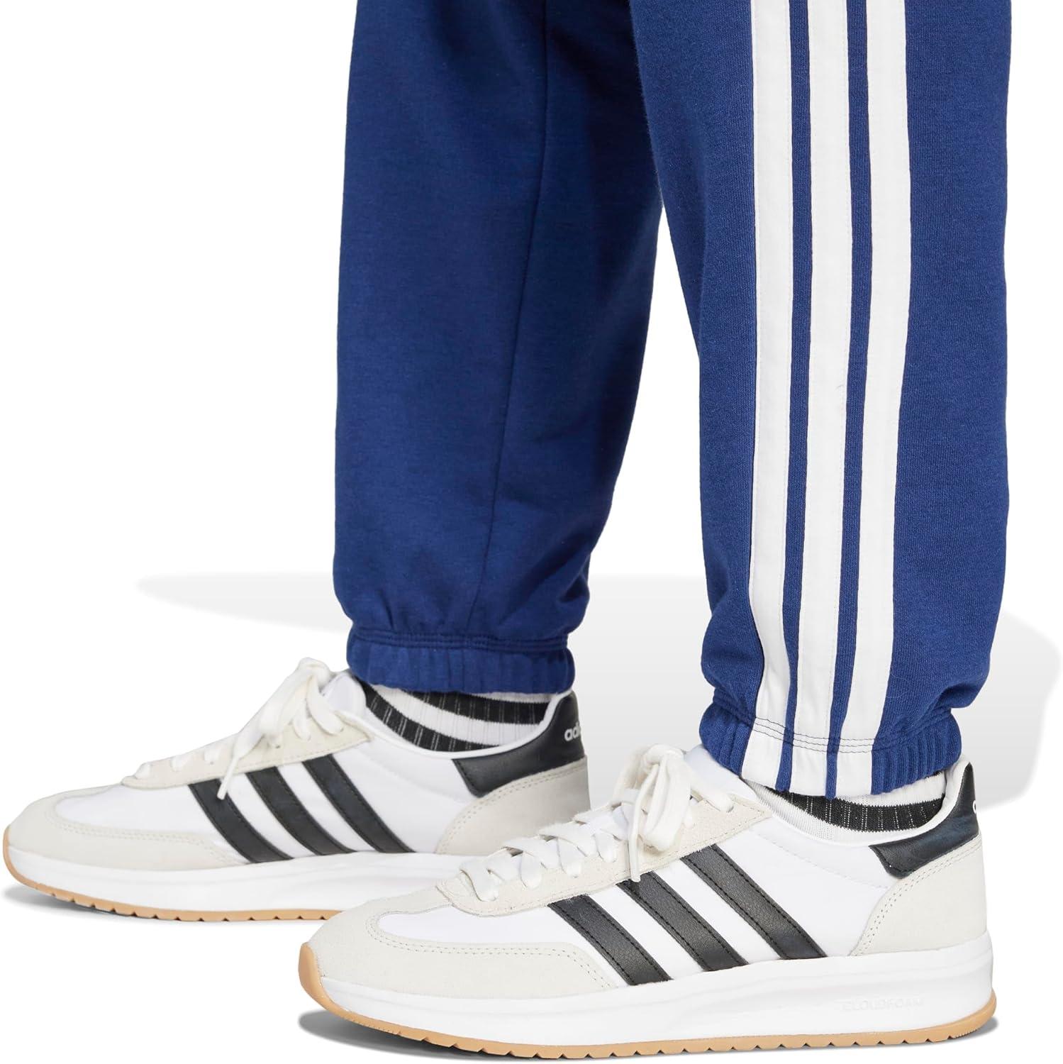 image:imageadidas Womens Essentials 3Stripes French Terry Cuffed PantsDark BlueWhite