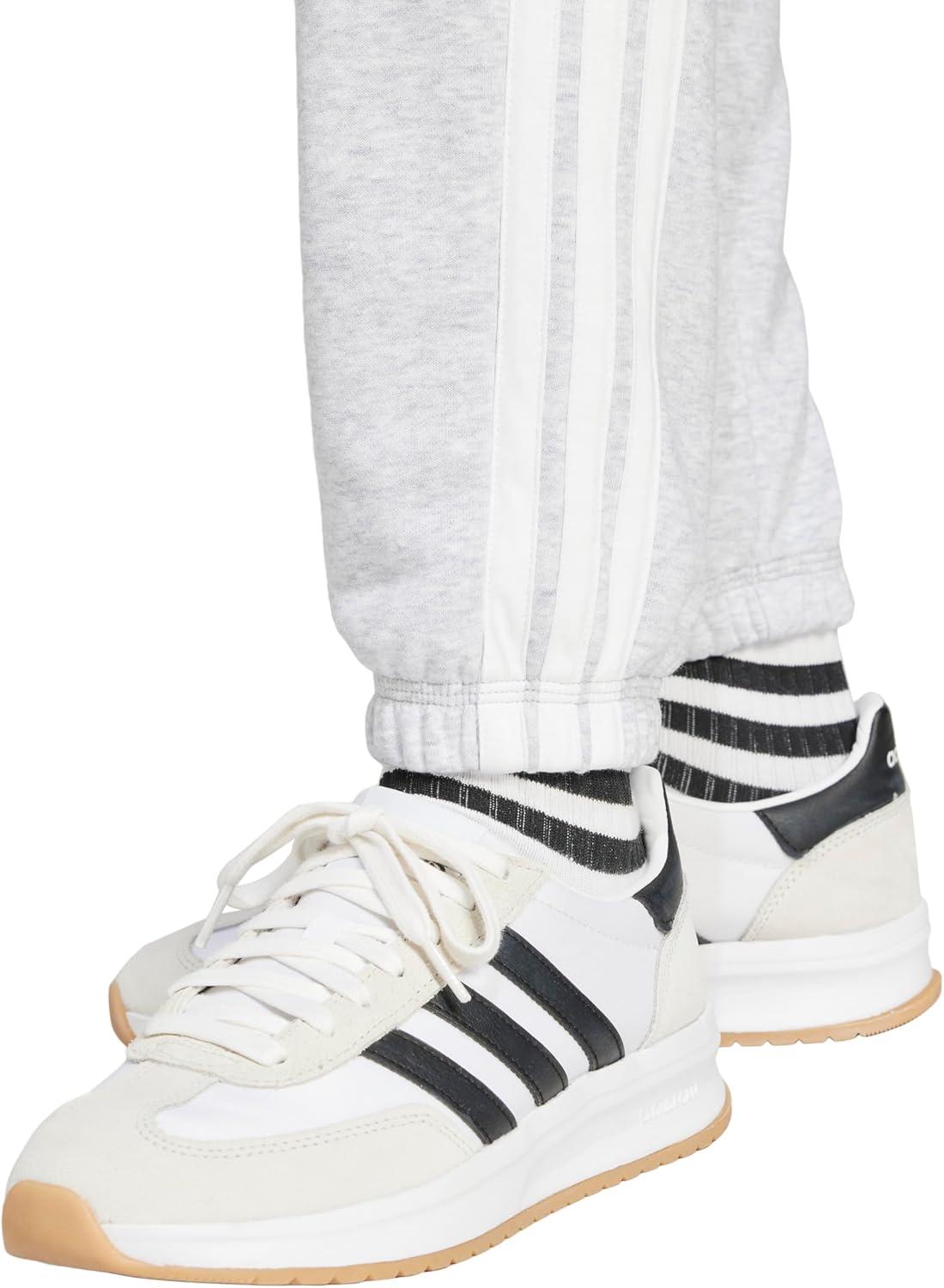 image:imageadidas Womens Essentials 3Stripes French Terry Cuffed PantsLight Grey HeatherWhite