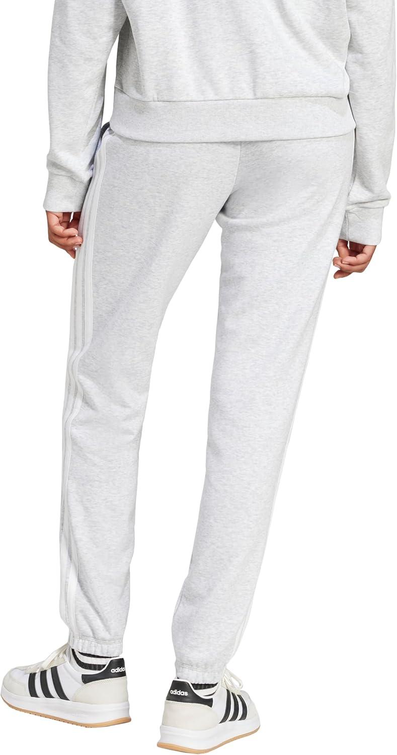 image:imageadidas Womens Essentials 3Stripes French Terry Cuffed PantsLight Grey HeatherWhite