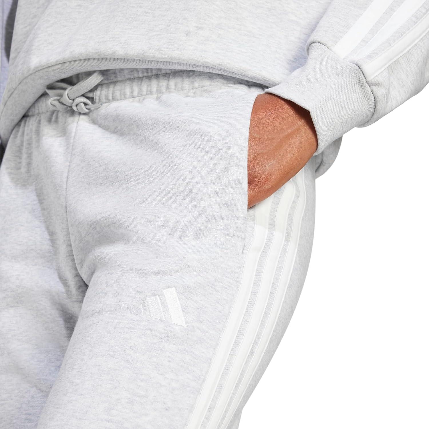 image:imageadidas Womens Essentials 3Stripes French Terry Cuffed PantsLight Grey HeatherWhite
