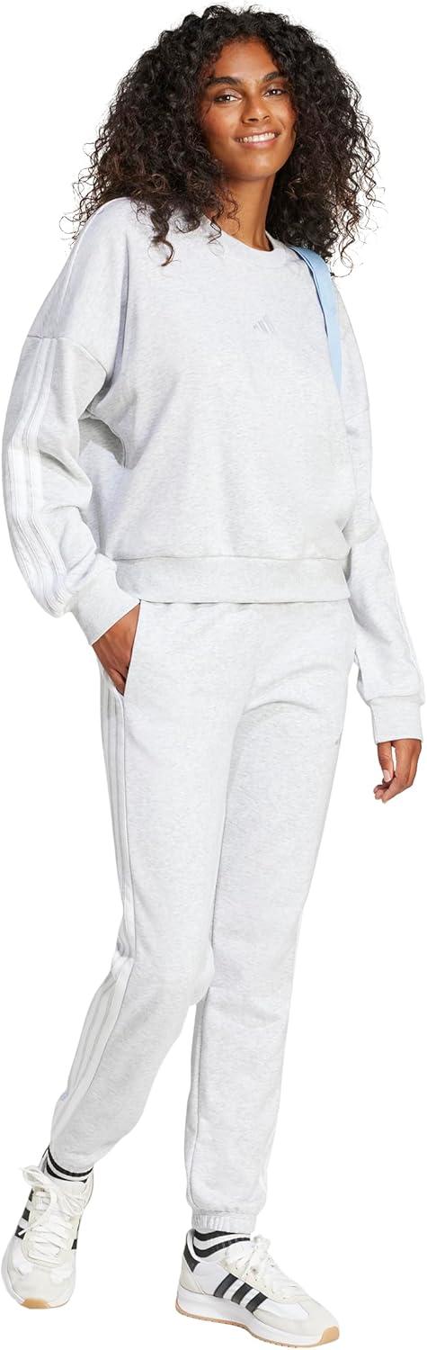image:imageadidas Womens Essentials 3Stripes French Terry Cuffed PantsLight Grey HeatherWhite