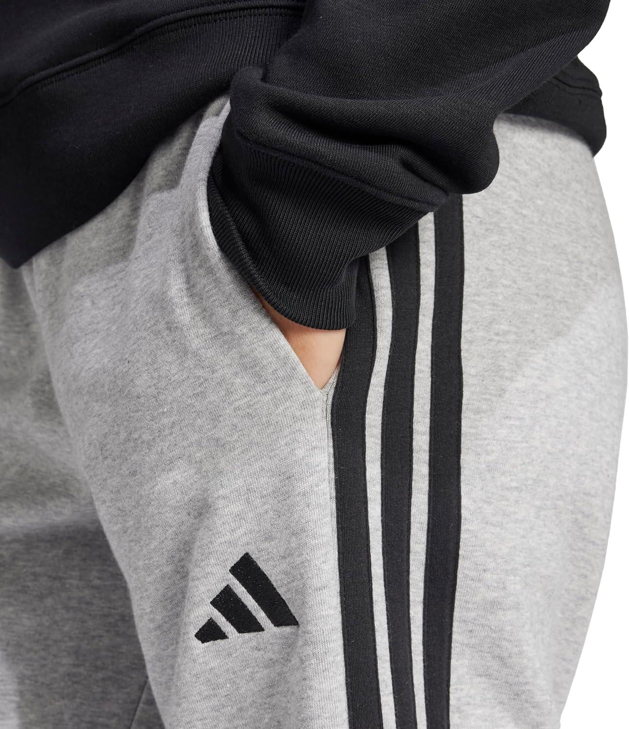image:imageadidas Womens Essentials 3Stripes French Terry Cuffed PantsMedium Grey HeatherBlack