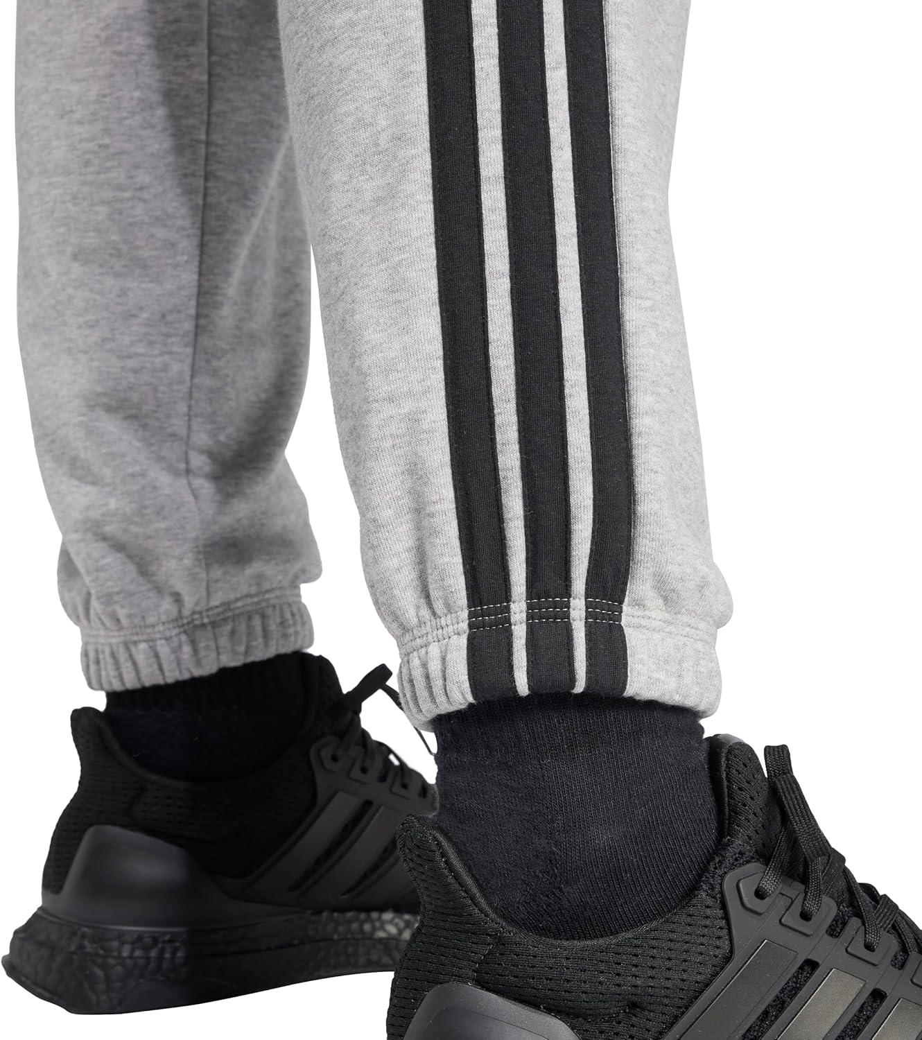 image:imageadidas Womens Essentials 3Stripes French Terry Cuffed PantsMedium Grey HeatherBlack