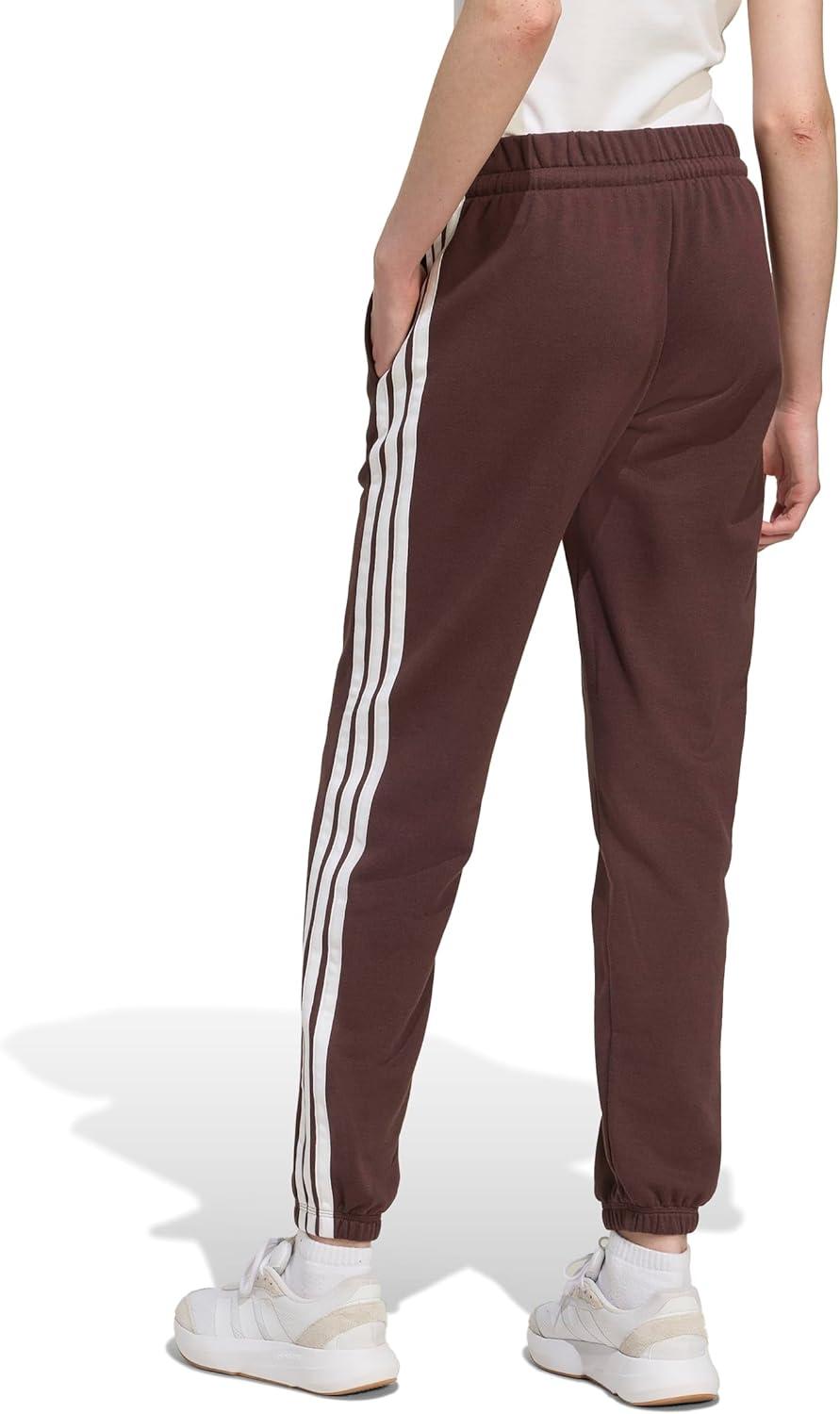 image:imageadidas Womens Essentials 3Stripes French Terry Cuffed PantsShadow BrownWhite