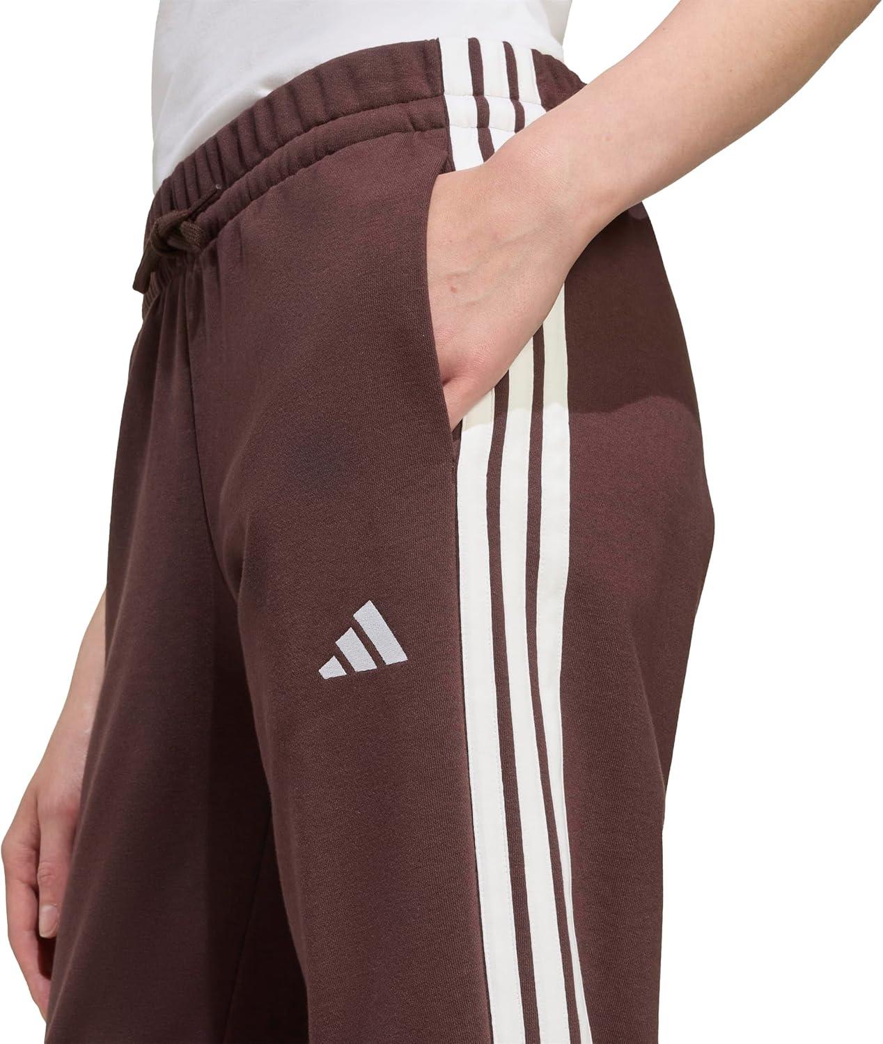 image:imageadidas Womens Essentials 3Stripes French Terry Cuffed PantsShadow BrownWhite