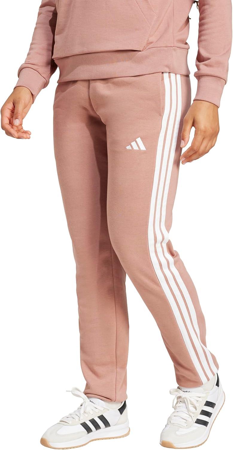 image:imageadidas Womens Essentials 3Stripes French Terry Cuffed PantsWarm ClayWhite