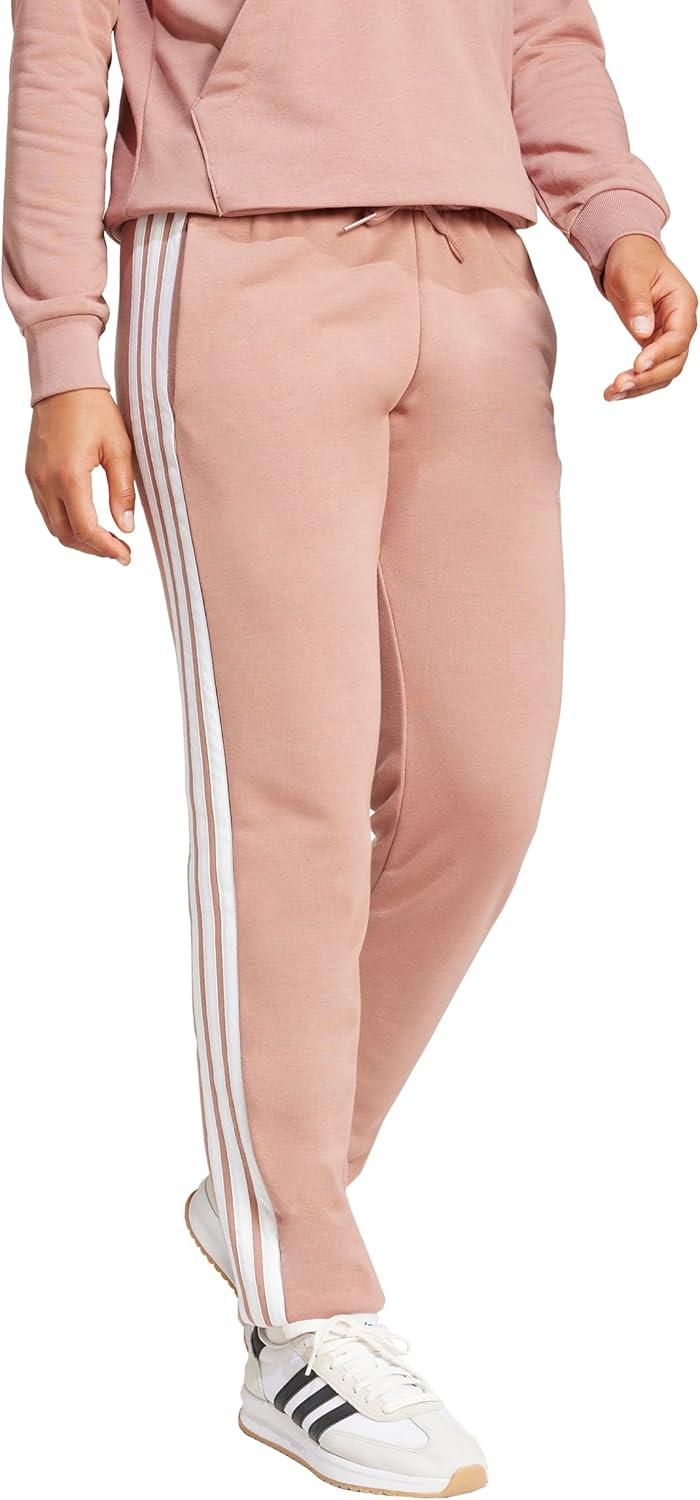 image:imageadidas Womens Essentials 3Stripes French Terry Cuffed PantsWarm ClayWhite
