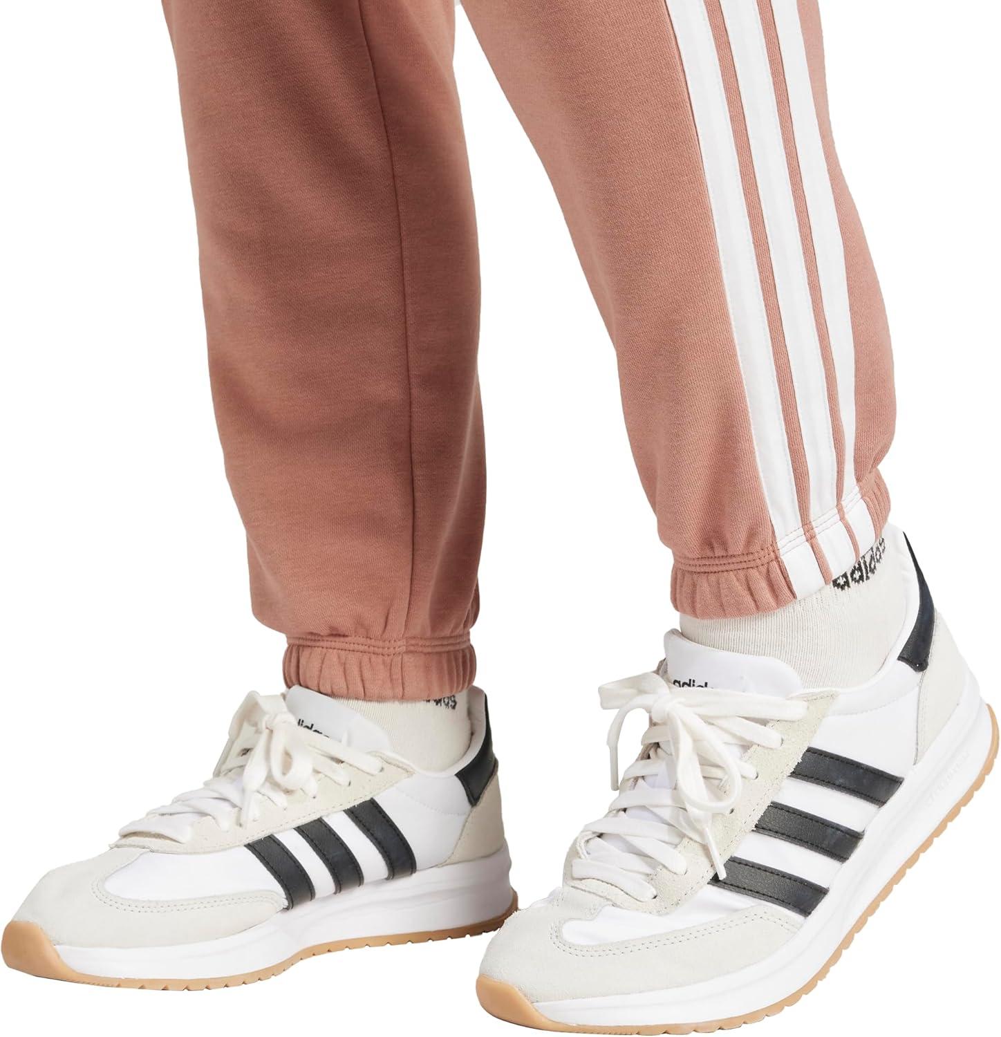 image:imageadidas Womens Essentials 3Stripes French Terry Cuffed PantsWarm ClayWhite