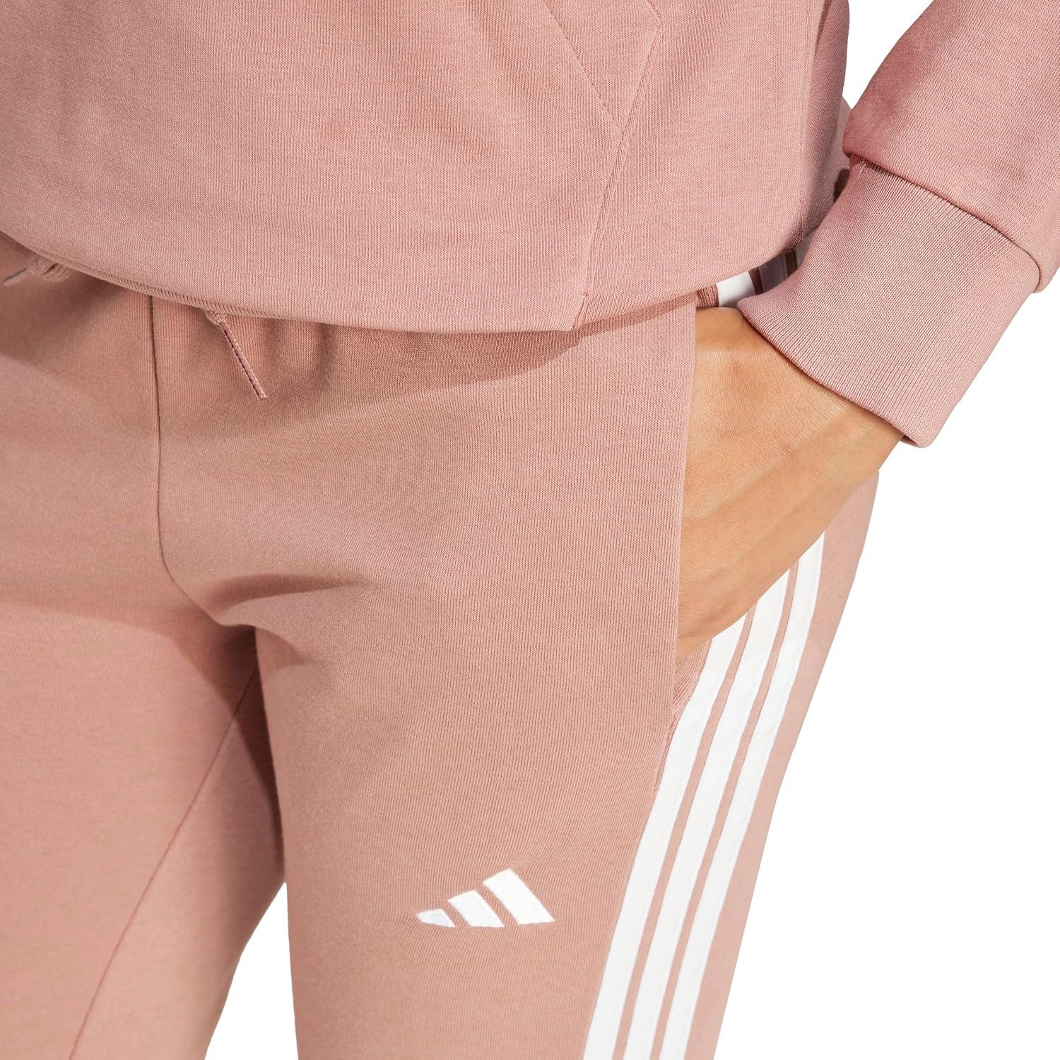 image:imageadidas Womens Essentials 3Stripes French Terry Cuffed PantsWarm ClayWhite