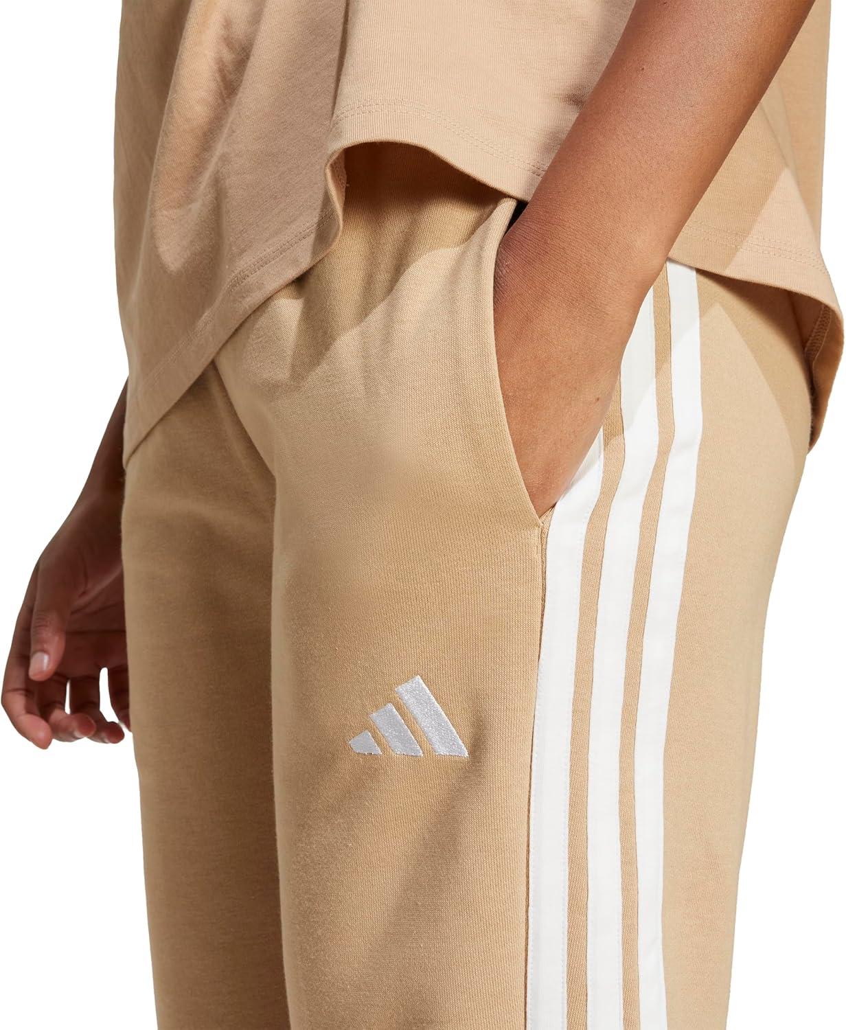 image:imageadidas Womens Essentials 3Stripes French Terry Cuffed PantsWarm SandstoneWhite