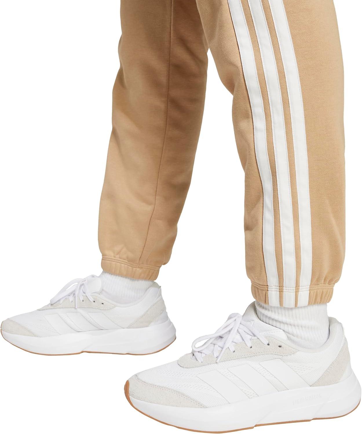 image:imageadidas Womens Essentials 3Stripes French Terry Cuffed PantsWarm SandstoneWhite