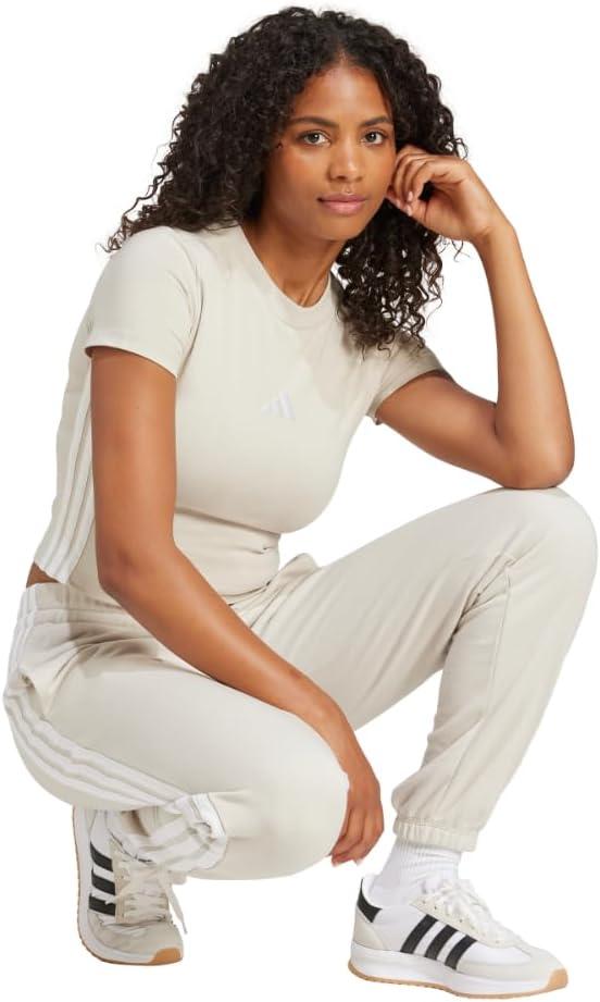 image:imageadidas Womens Essentials 3Stripes French Terry Cuffed PantsWonder AluminaWhite