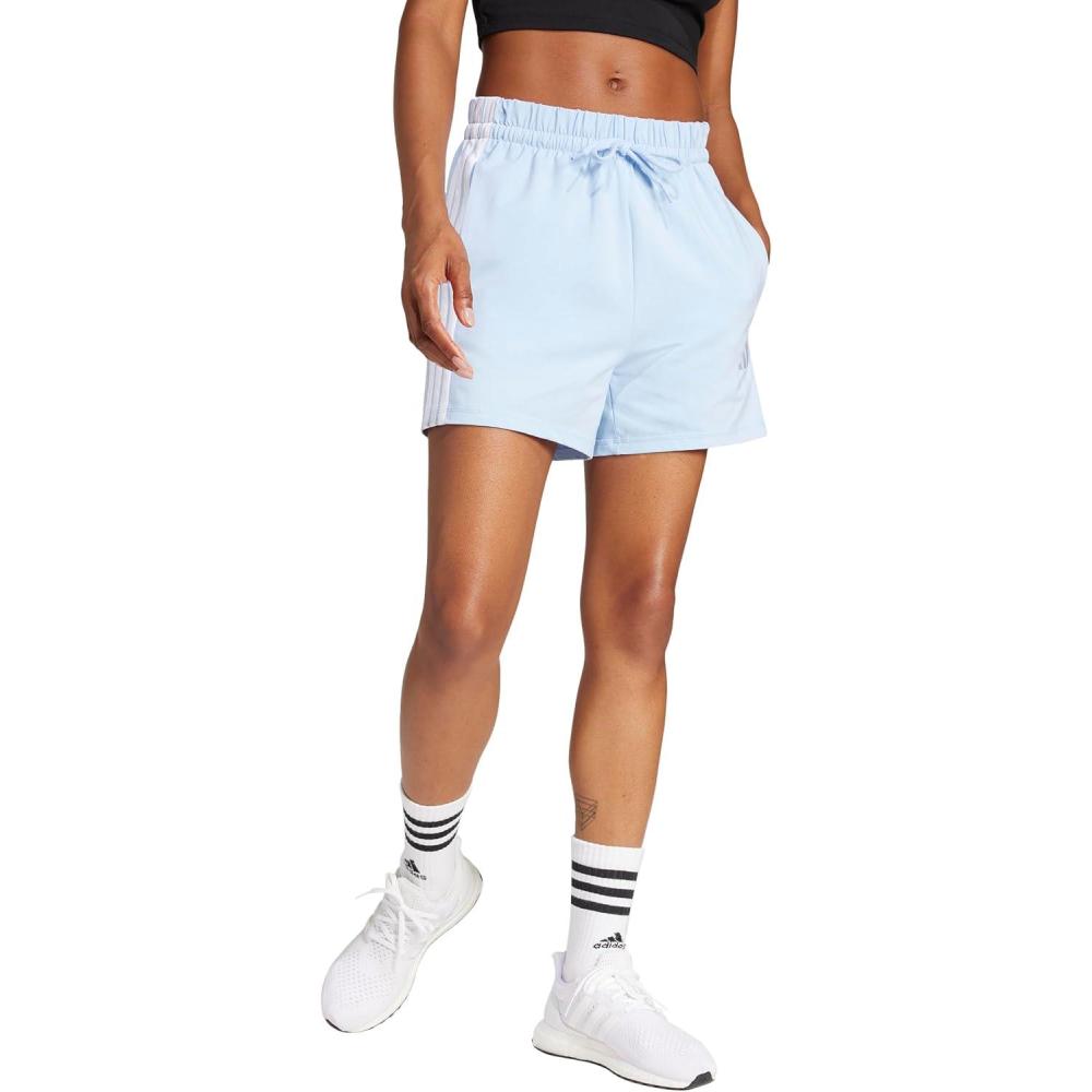 image:imageadidas Womens Essentials 3Stripes Cotton ShortsBlueWhite