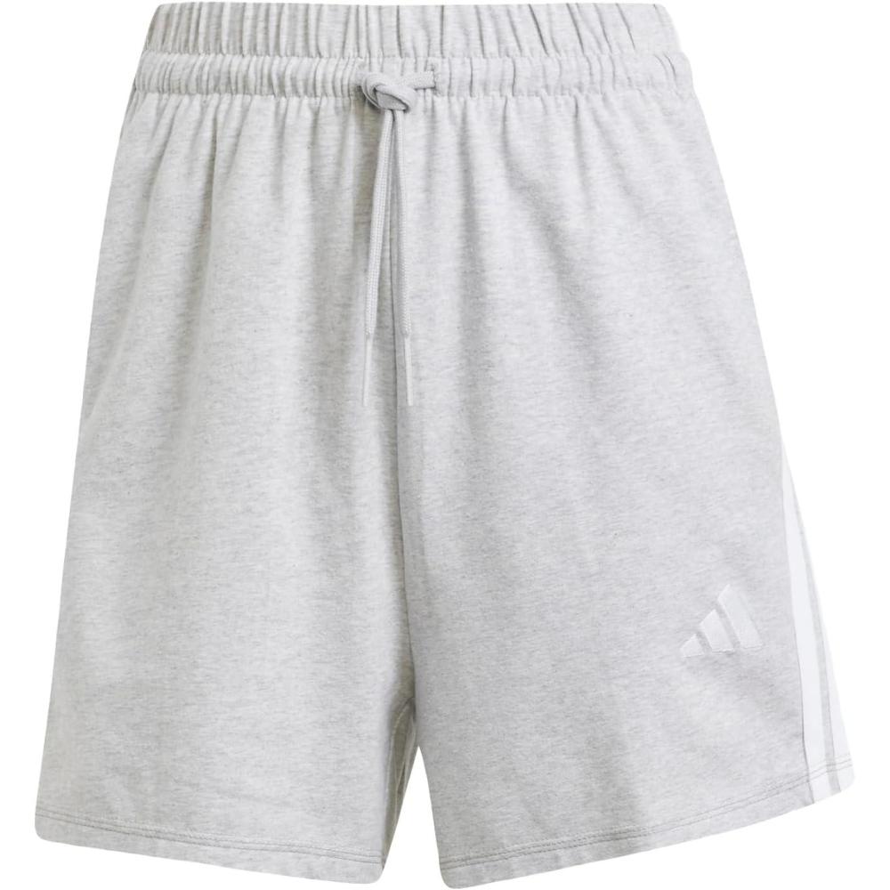 image:imageadidas Womens Essentials 3Stripes Cotton ShortsLight Grey Heather White