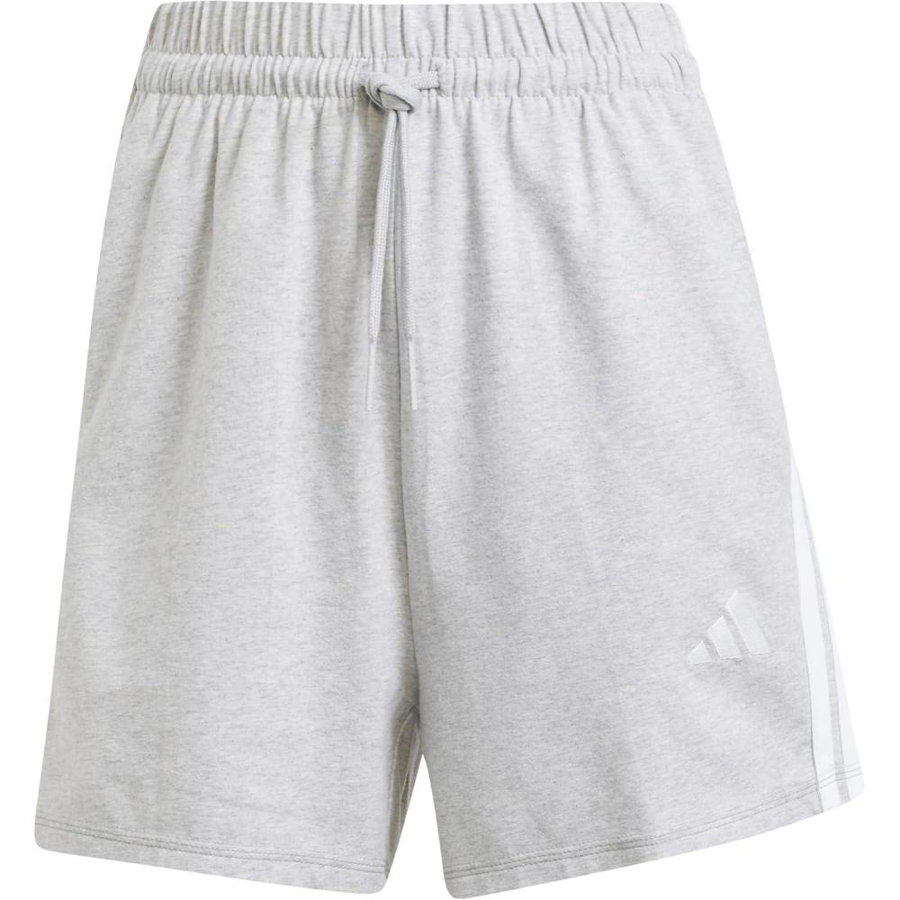 image:imageadidas Womens Essentials 3Stripes Cotton ShortsLight Grey HeatherWhite
