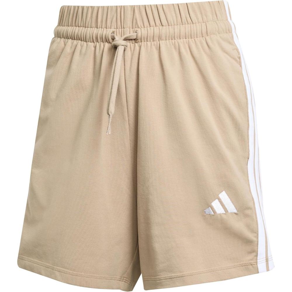 image:imageadidas Womens Essentials 3Stripes Cotton ShortsWarm SandstoneWhite