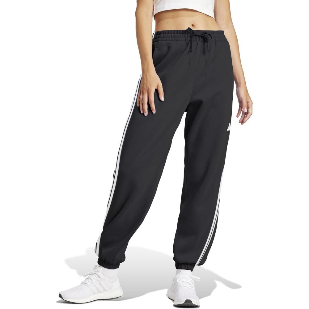 image:imageadidas Womens Essentials 3Stripes French Terry Cuffed PantsBlackWhite