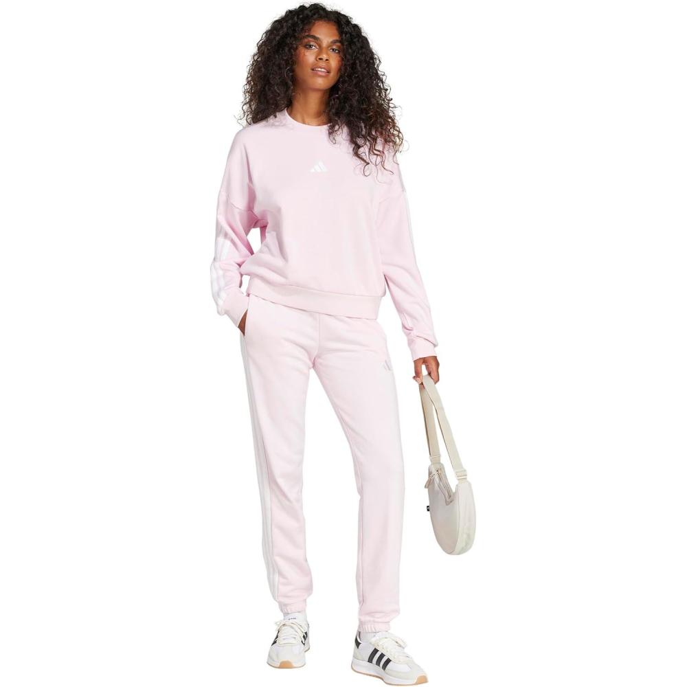 image:imageadidas Womens Essentials 3Stripes French Terry Cuffed PantsClear PinkWhite