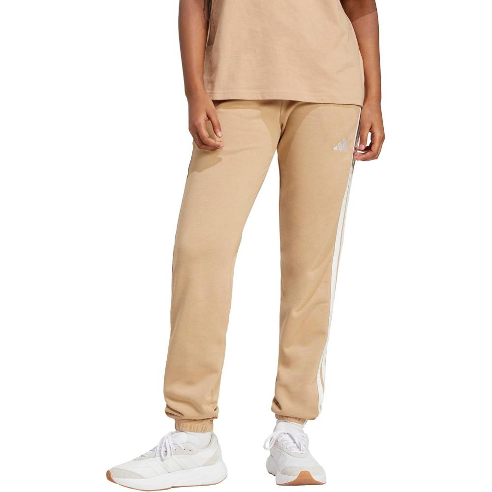 image:imageadidas Womens Essentials 3Stripes French Terry Cuffed PantsWarm SandstoneWhite