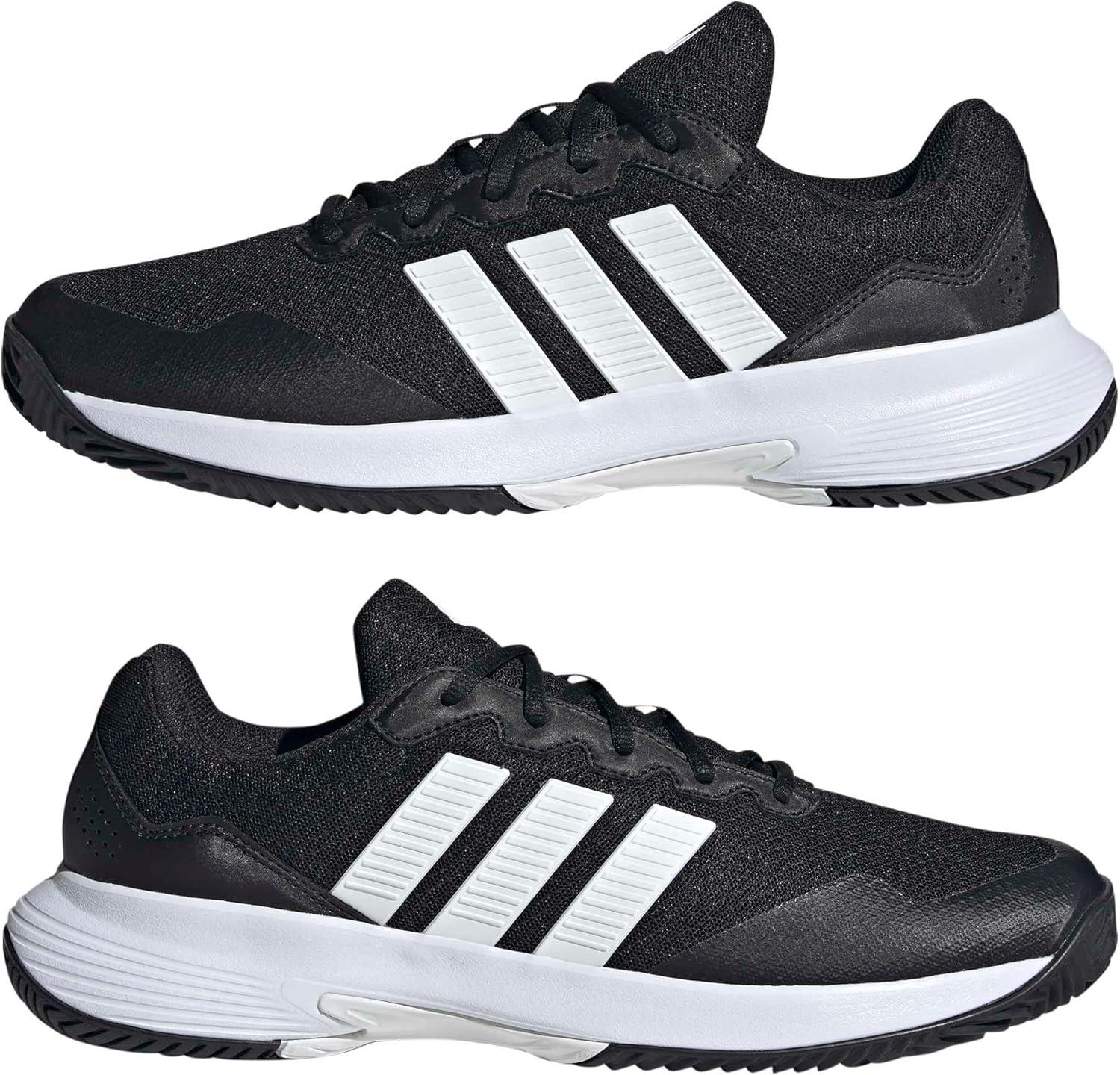 image:imageadidas Mens Gamecourt 2 Tennis ShoesBlackWhiteSilver Metallic