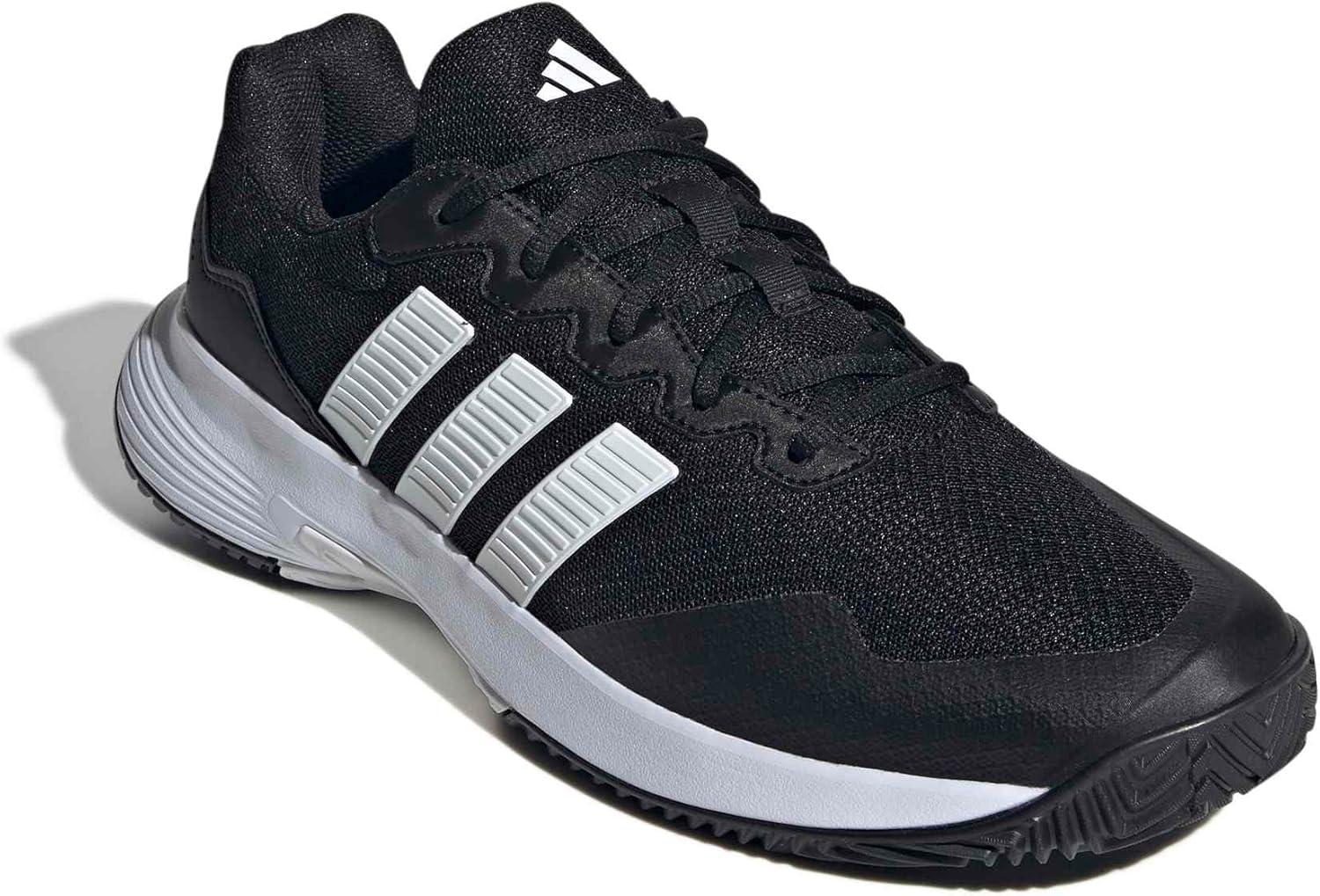 image:imageadidas Mens Gamecourt 2 Tennis ShoesBlackWhiteSilver Metallic