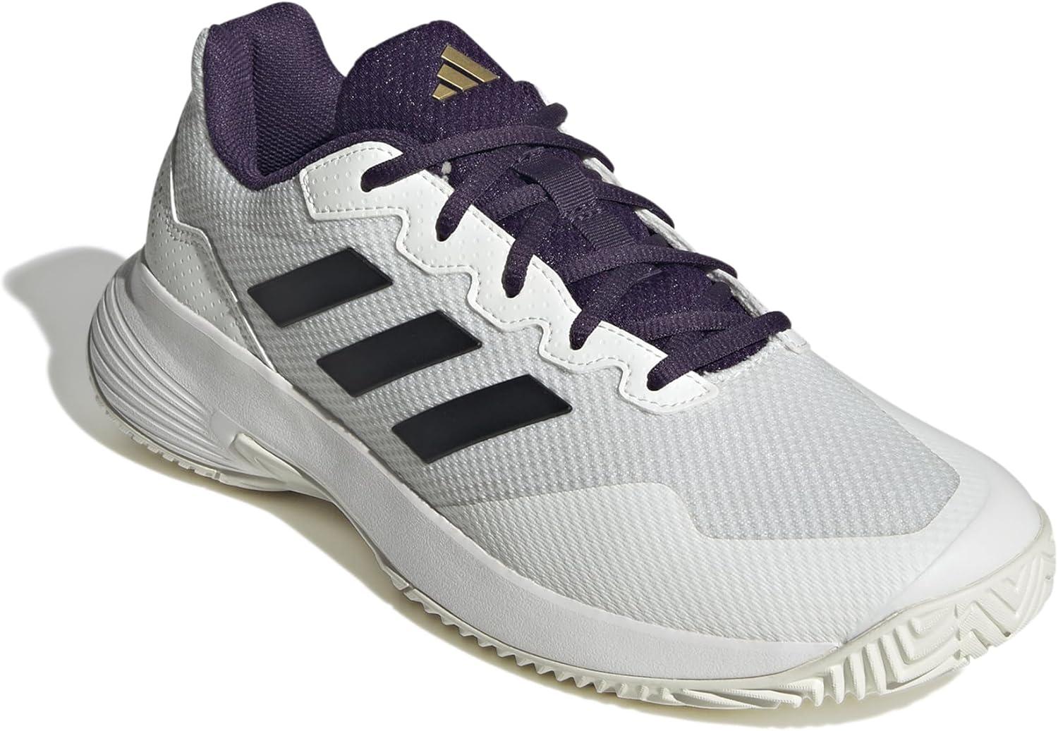 image:imageadidas Mens Gamecourt 2 Tennis ShoesWhiteBlackAurora Plum