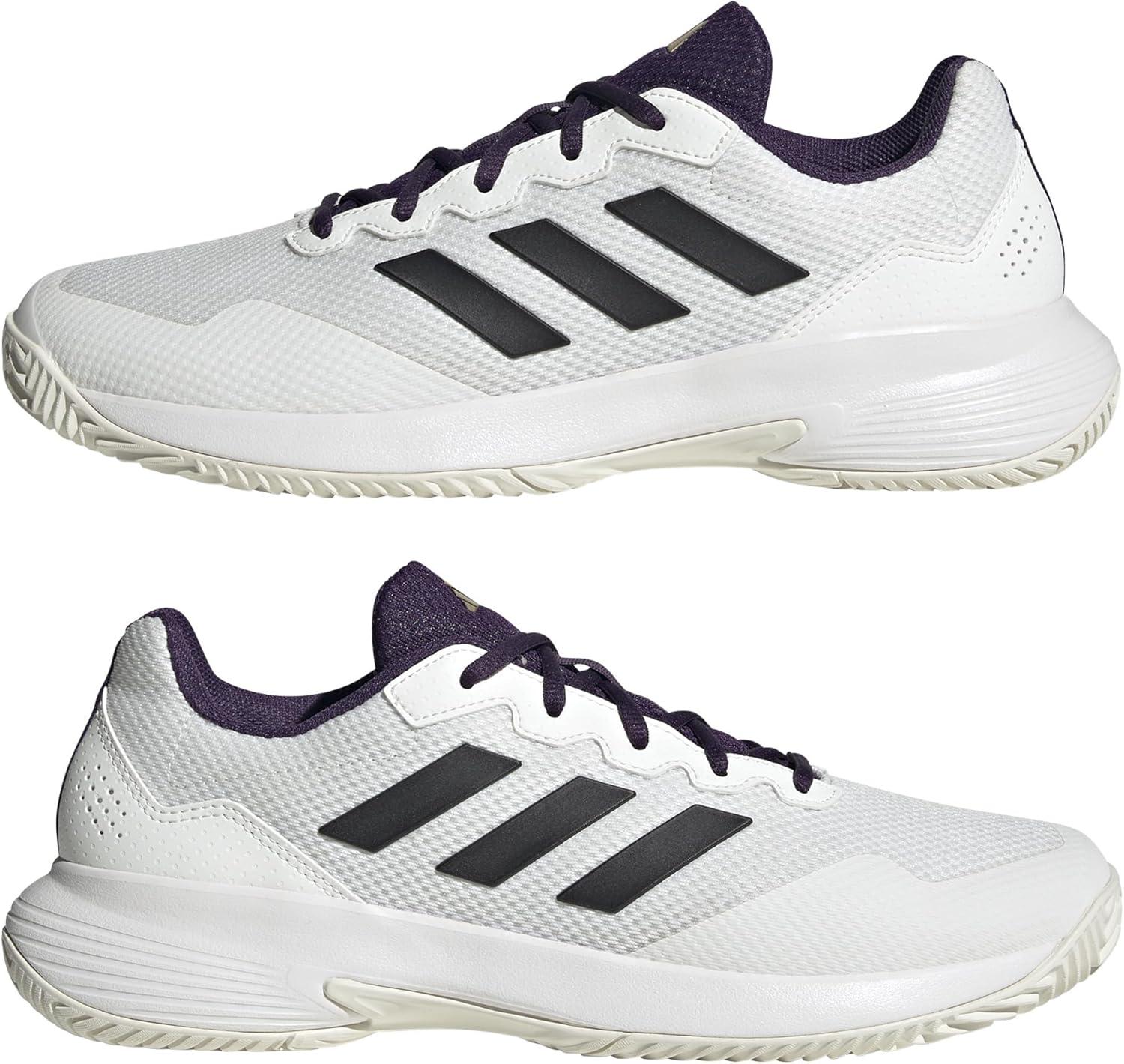 image:imageadidas Mens Gamecourt 2 Tennis ShoesWhiteBlackAurora Plum