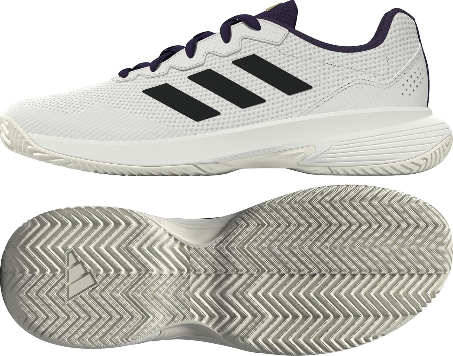 image:imageadidas Mens Gamecourt 2 Tennis ShoesWhiteBlackAurora Plum