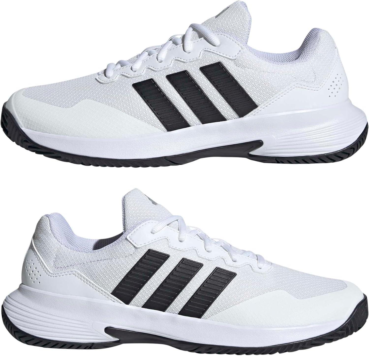 image:imageadidas Mens Gamecourt 2 Tennis ShoesWhiteCore BlackSilver Metallic