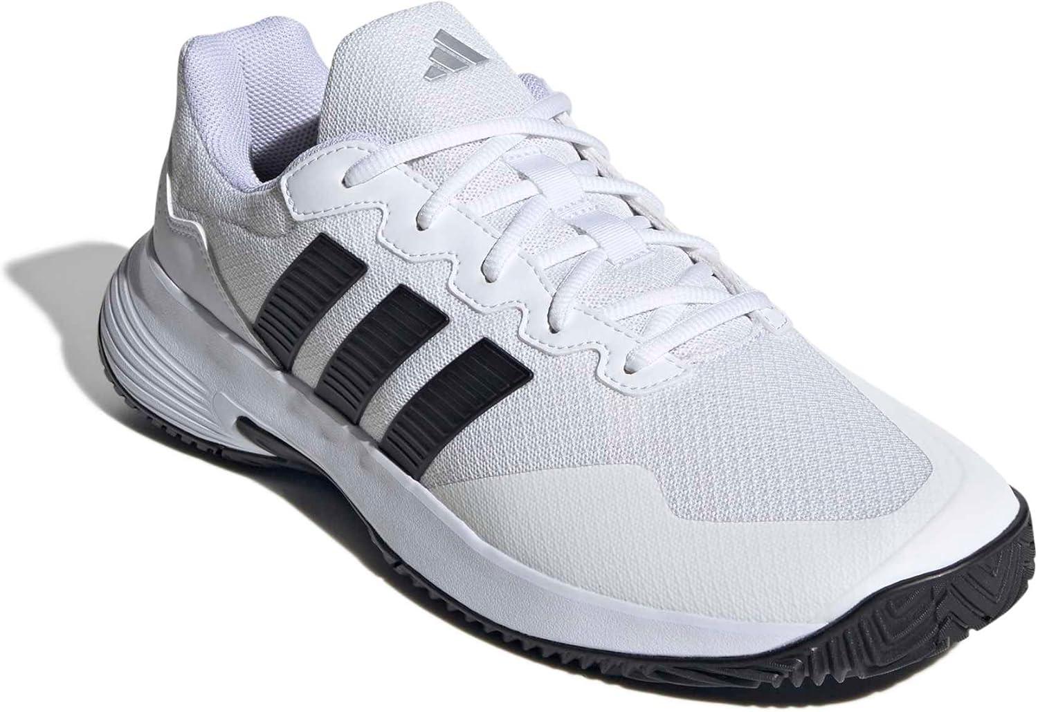 image:imageadidas Mens Gamecourt 2 Tennis ShoesWhiteCore BlackSilver Metallic