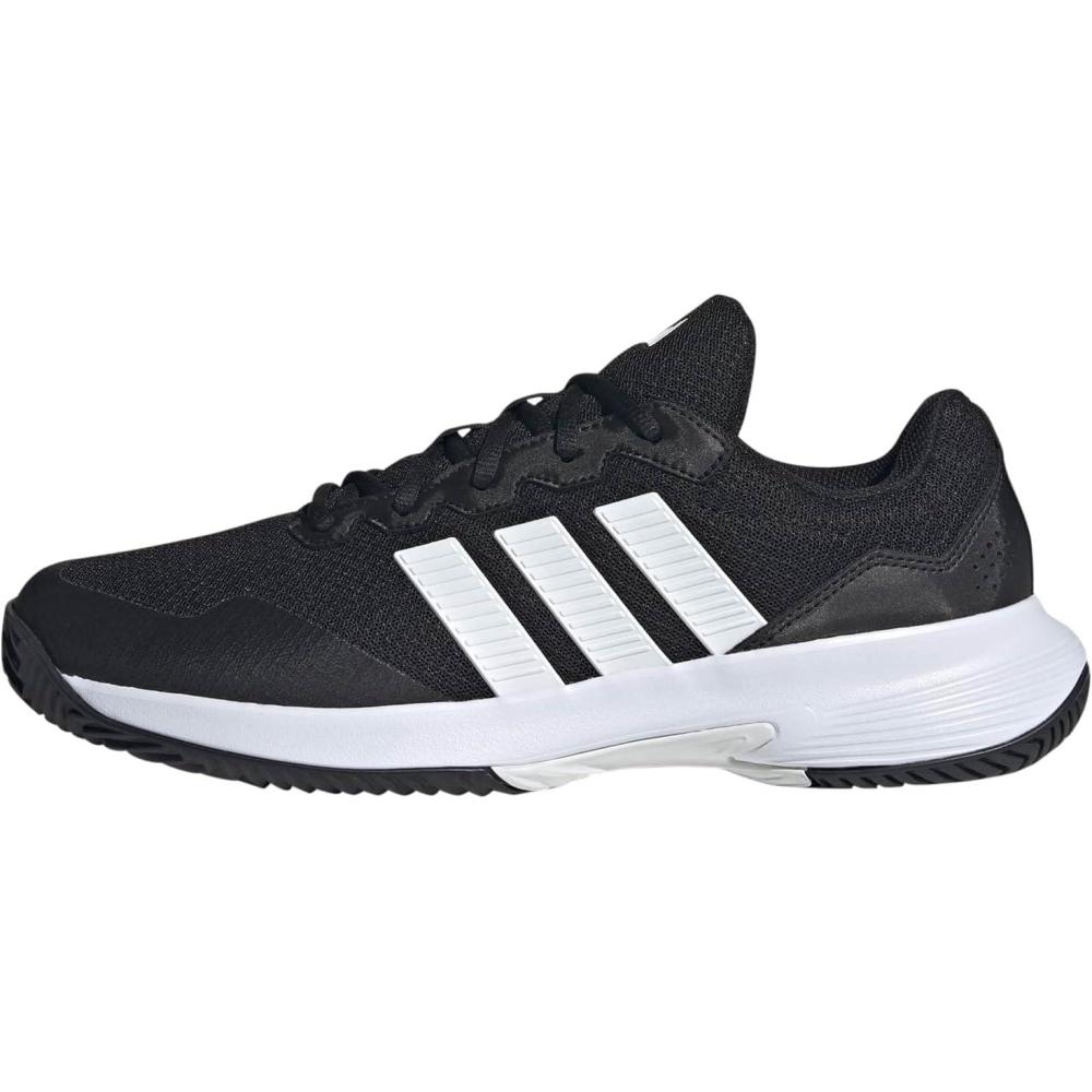 image:imageadidas Mens Gamecourt 2 Tennis ShoesBlackWhiteSilver Metallic