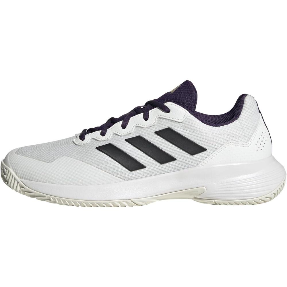 image:imageadidas Mens Gamecourt 2 Tennis ShoesWhiteBlackAurora Plum