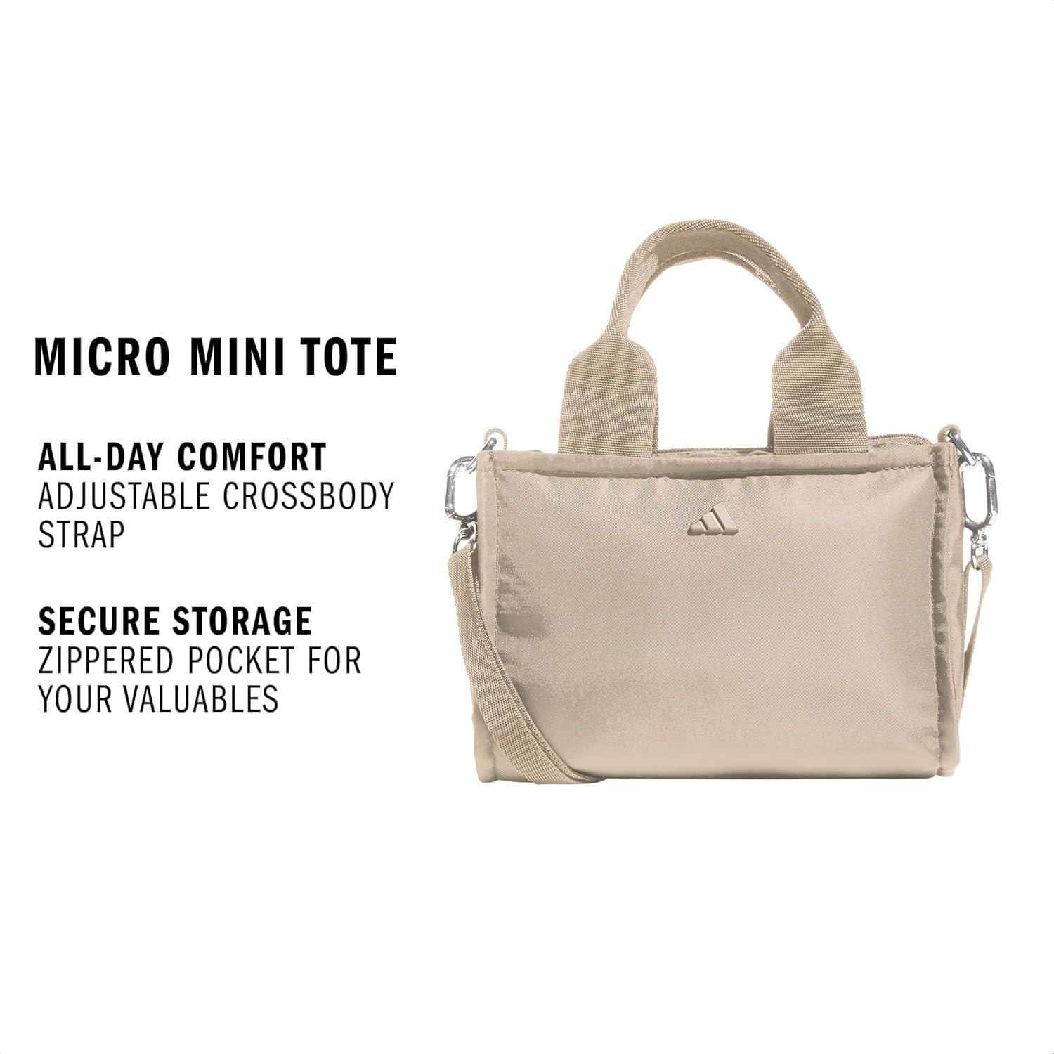 image:imageadidas Micro Mini Tote Handbag Premium Crossbody BagCrystal Linen BeigeSilver Metallic